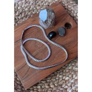 Monet Vintage Long Silvertone Interlocking Necklace